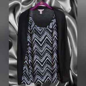 White Stag Short Sleeve 2 Piece Cardigan Set Black & White Size《XXL/2XG (20)》